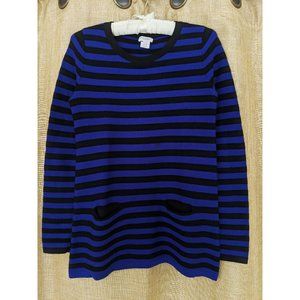 Club Monaco Wool Black/Blue Stripe Sweater